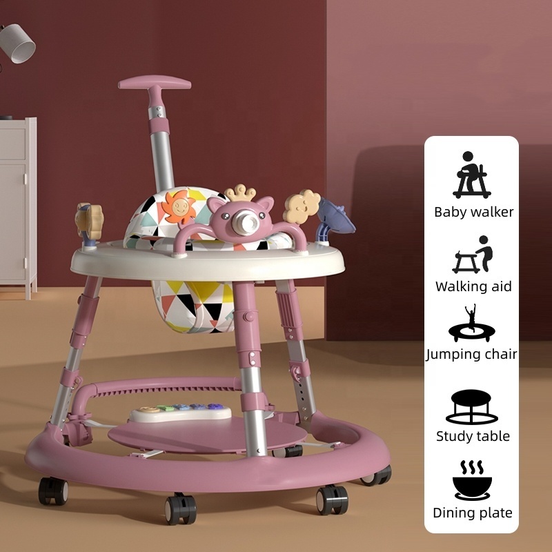 Jinghui New High Quality Multifunctional 5 In 1 Height Adjustable Baby Walker Sit To Stand Learning Walker Kids With Tray