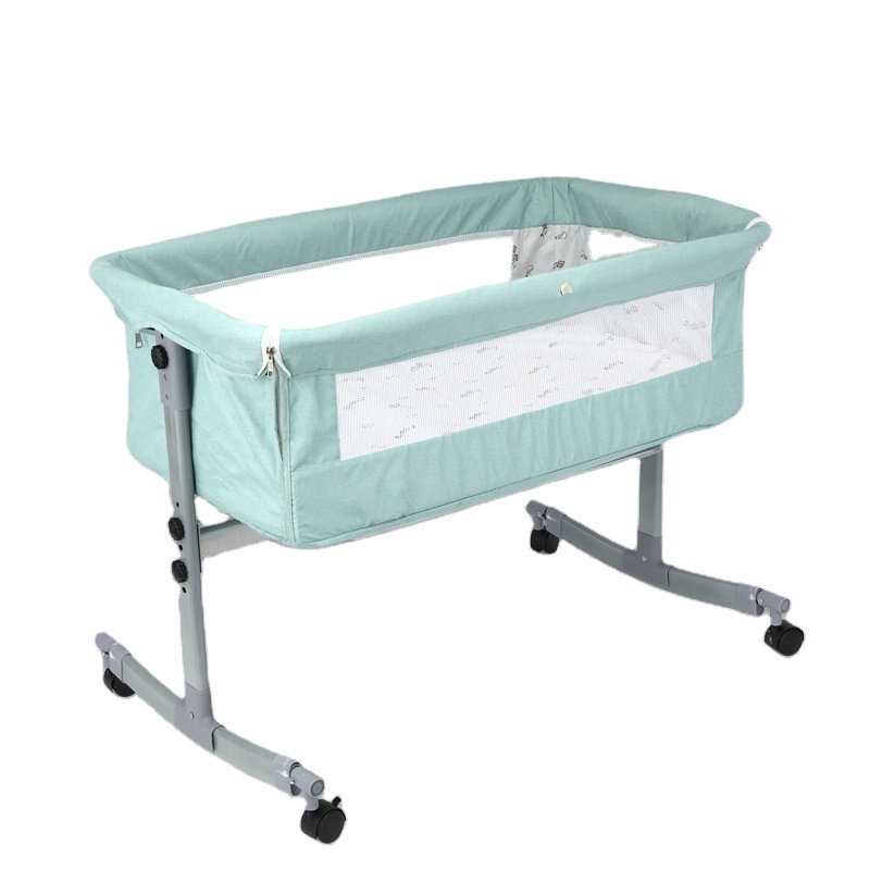 New Design Safety Newborn Baby Rocking Bed Comfortable Square Folding Baby Cot Swing Grey Color Cradle Bedside Bassinet