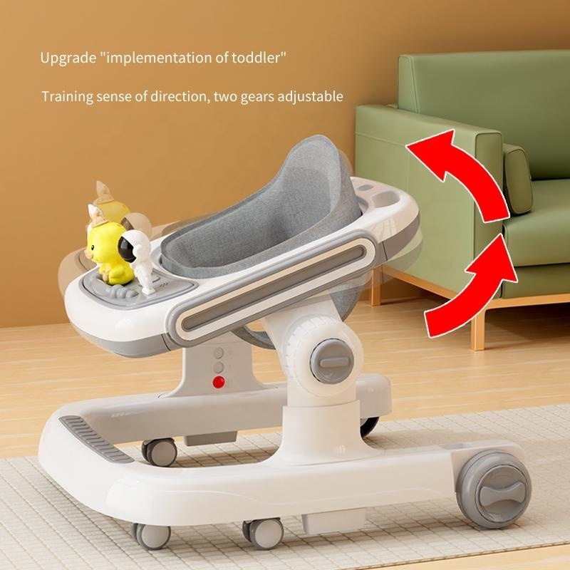 2023 Anti Rollover Kids Baby Trolley Walker Toy Toddler Activiry Tray Optional Auxiliary Push Handle Baby Walker With Music Toy