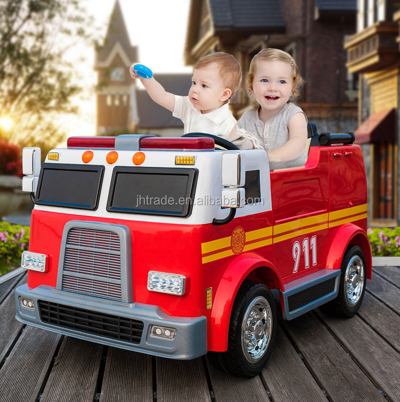 Cool style Fire Truck Two Seat Kids Electric 12V Battery Vehicle Remote Control Kids Police Car