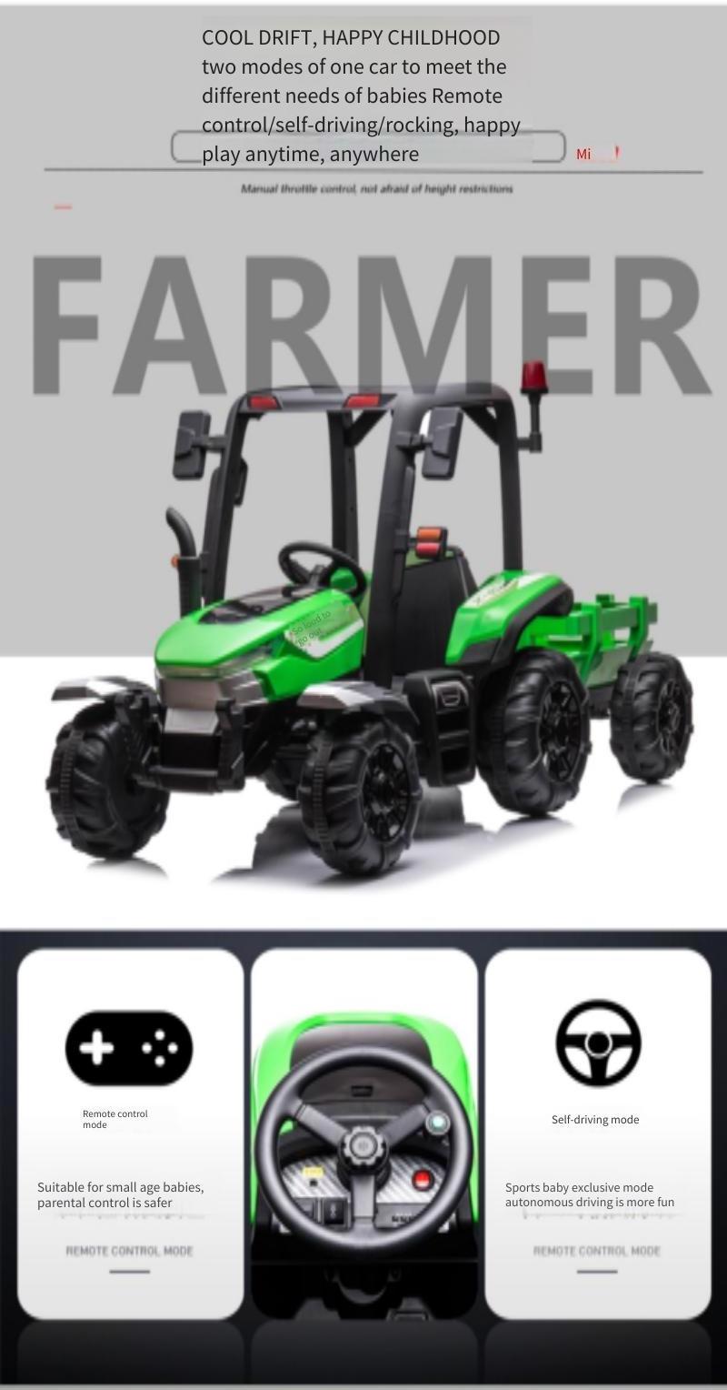 2022 New Model 12V Battery Power Ride on Tractor Farmer  6 Wheel Plastic Kids Electric Ride on Car