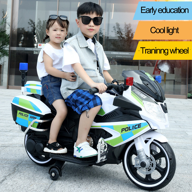 Big Size Two Wheels Police Ride On Car Toy Children Rechargeable Motorcycle For Kids Boy