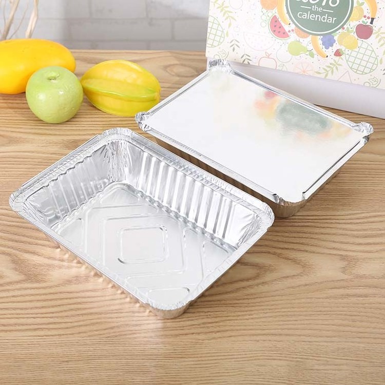 1000ml Disposable aluminum foil box for food packaging Heavy Duty Disposable Aluminum Oblong Foil Pans with Lid