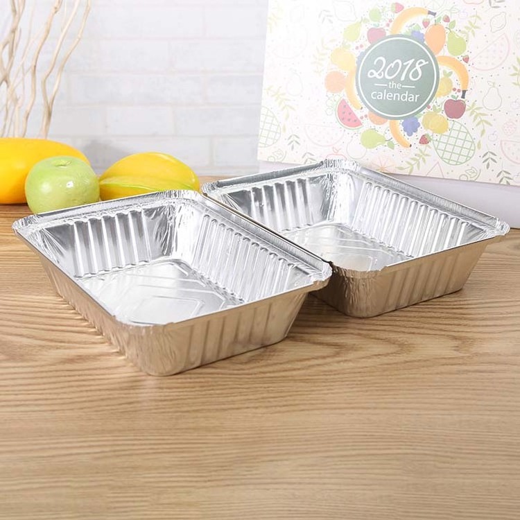 1000ml Disposable aluminum foil box for food packaging Heavy Duty Disposable Aluminum Oblong Foil Pans with Lid