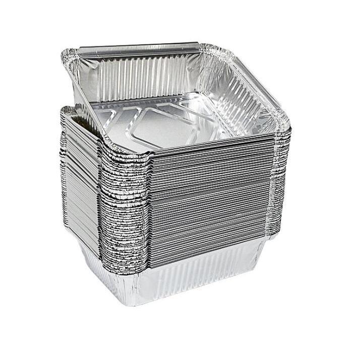 Food Tray Container BBQ Grilled Food Fast Food Serving Tray with Lid Aluminum Foil Smoothwall Disposable Container