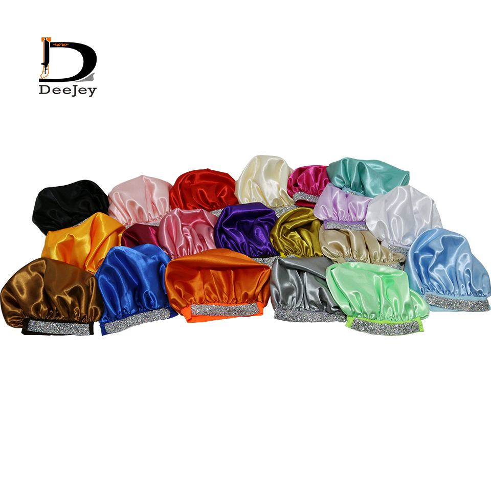 Custom Logo Soft Satin Bonnets Double Sided Designer Hair Bling Bonnet for Women