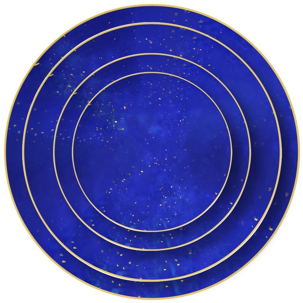 Wedding bone china gold rimmed royal blue charger plates wholesale gold glitter blue charger plates with gold rim