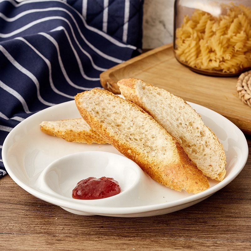 White round porcelain ceramic plates two compartments western style ceramic plates with sauce dish