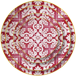 Wholesale chinese wedding dinnerware red and white plates luxury bone china dinner set modern printed ceramic plates