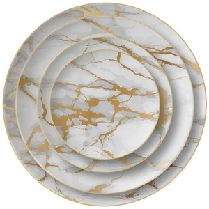 Wedding charger plates gold and marble bone china gold marble print ceramic dinner set