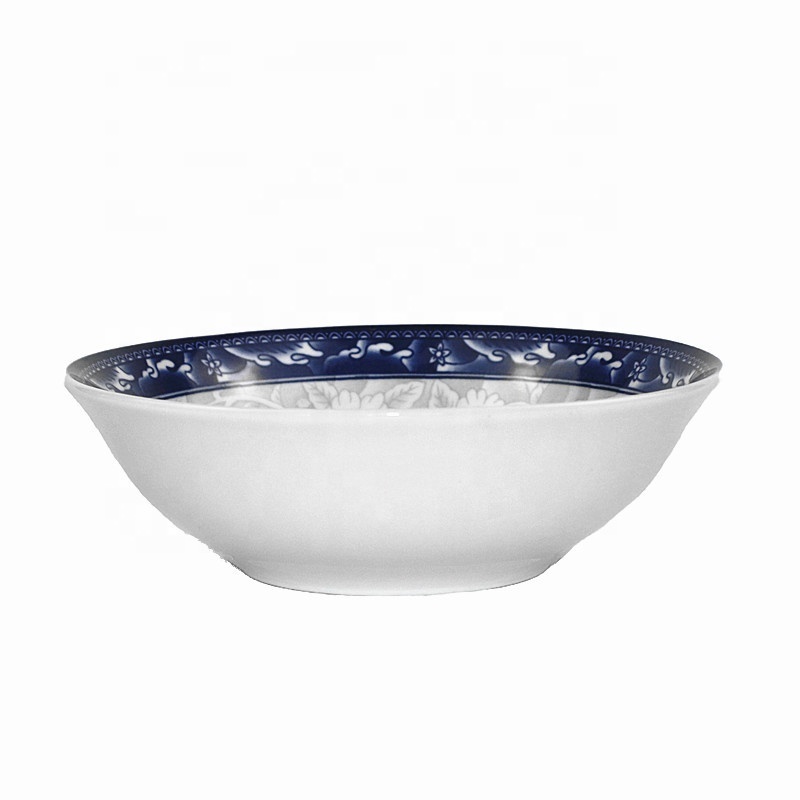 Blue and white porcelain chinese serving bowls set ceramic salad bowl with decal custom bowl manufacturer