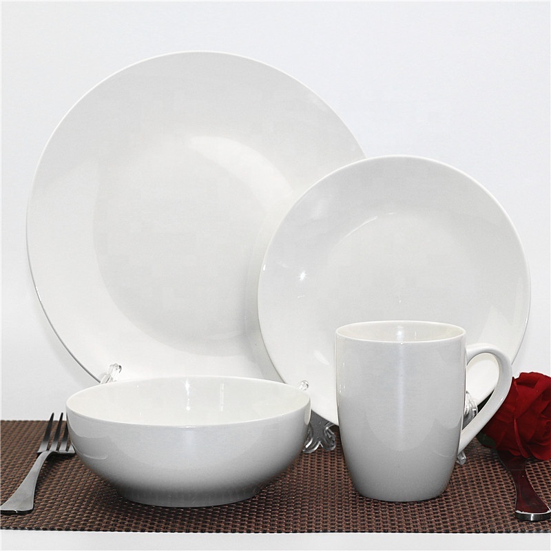 Wholesale white porcelain classic kitchen dinner sets 16 pcs ceramic tableware elite ceramic dinnerware