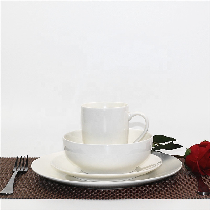 Wholesale white porcelain classic kitchen dinner sets 16 pcs ceramic tableware elite ceramic dinnerware