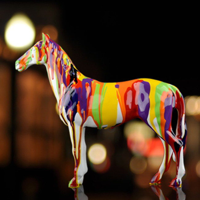 Indoor Full Colour Spray Painted Art Sculptures Horse Polyresin Pop Art Sculpture Decoration