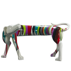 Abstract Sculpture Arts Decoration Figure Colorful Painted Dachshund Dog Modern Dog Sculpture