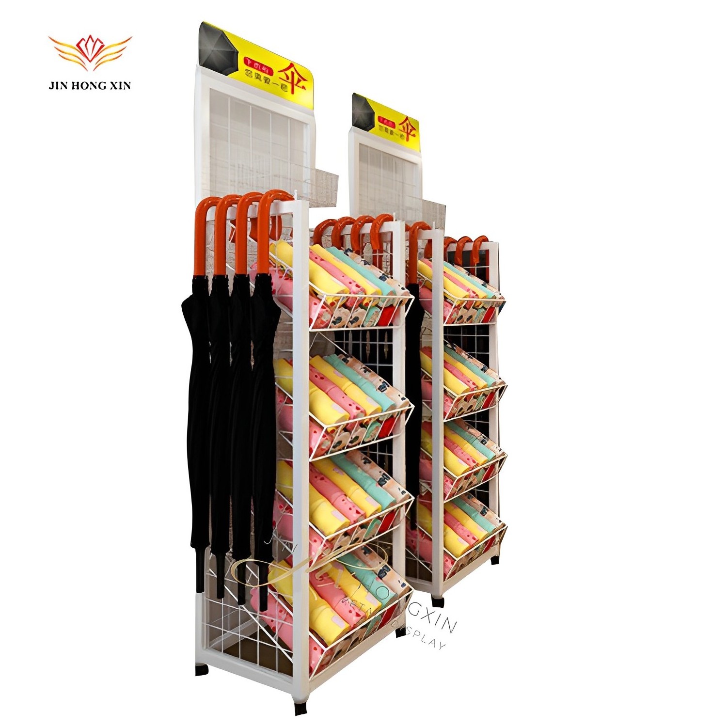 metal umbrella display stand top quality  retail store long umbrella and folding umbrella display rack for sales promotion