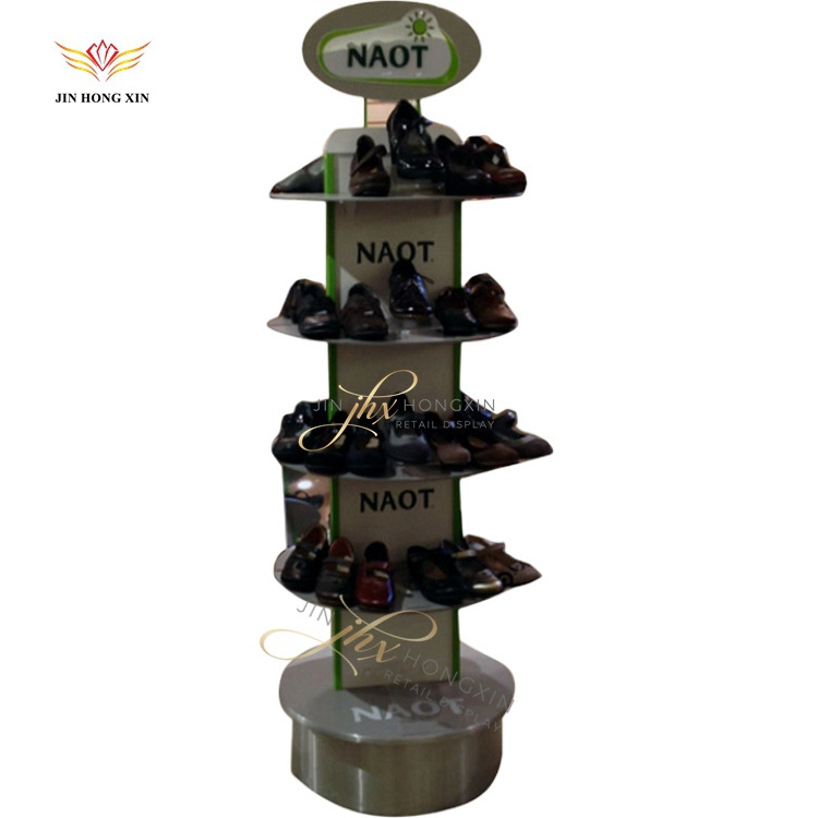 design free standing supermarket shelf display rack retail floor shoes footwear metal wire product display stand rack