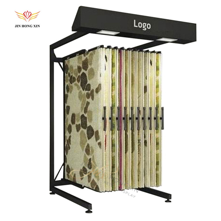 Custom retail store pos metal carpet sample rack,rug stand,rug display rack for sale