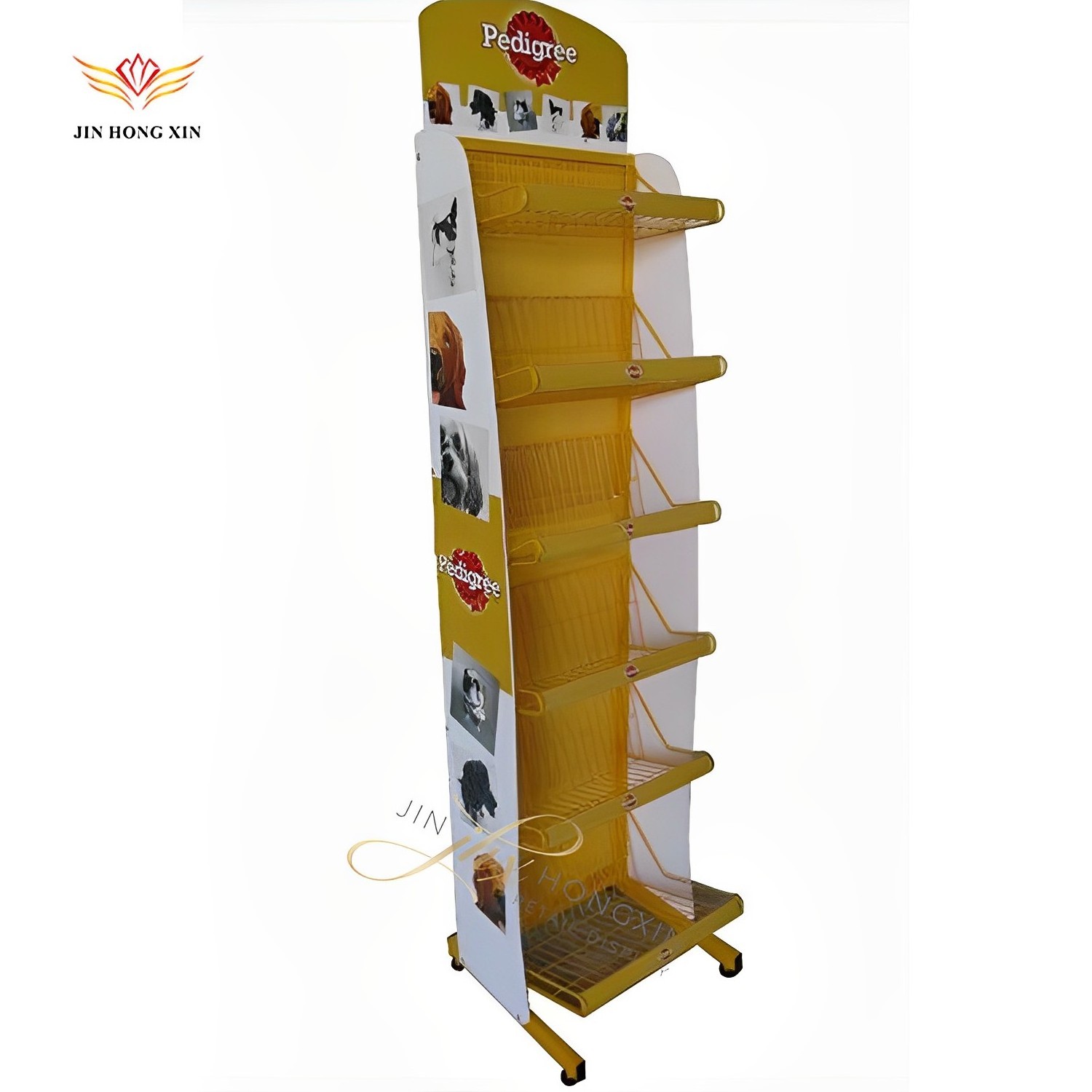 POP Pet Food 4 Tier Retail metal Floor Display Rack Shipper Free Standing Display