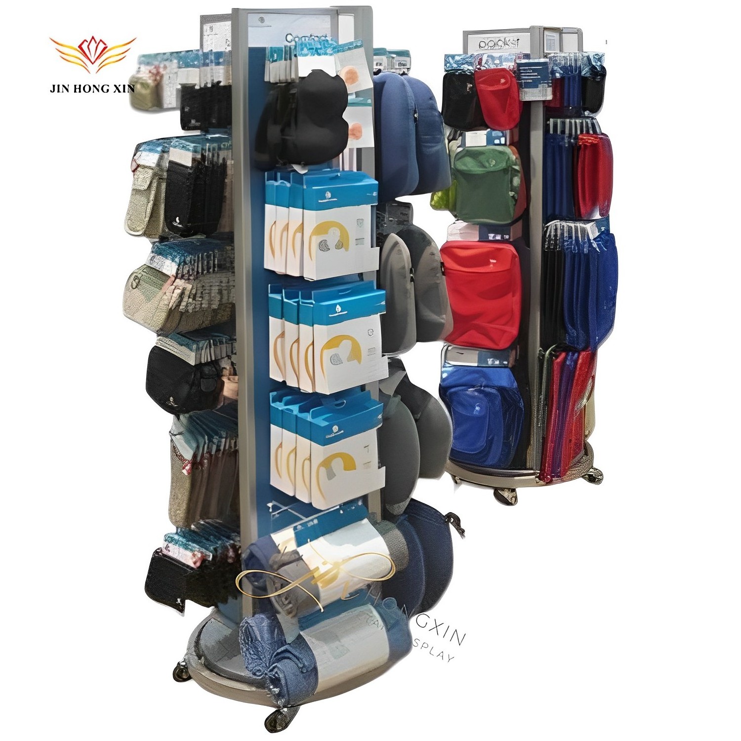 Custom Retail Shop Wholesale Metal Display Stand Steel Floor Stand for School Backpack Advertising Bag Rack