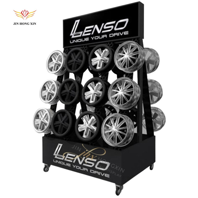 customized retail store metal steel wheel floor standing auto tyres display stand