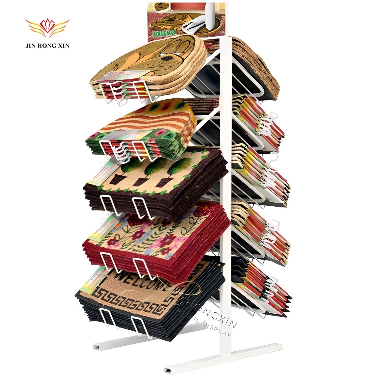 Custom retail store pos metal carpet sample rack,rug stand,rug display rack for sale