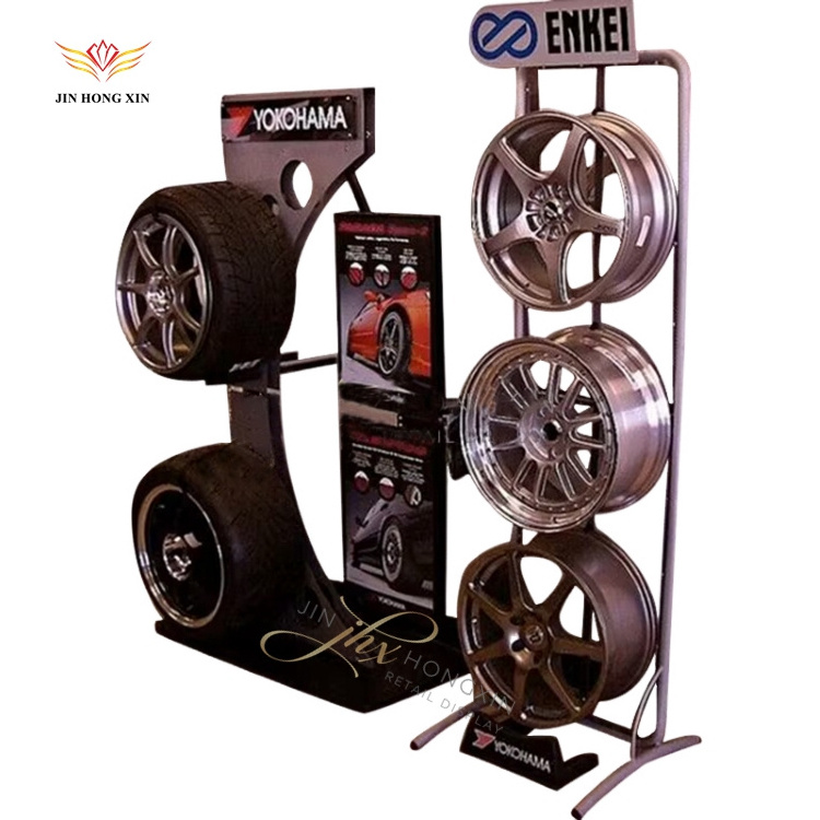 customized retail store metal steel wheel floor standing auto tyres display stand