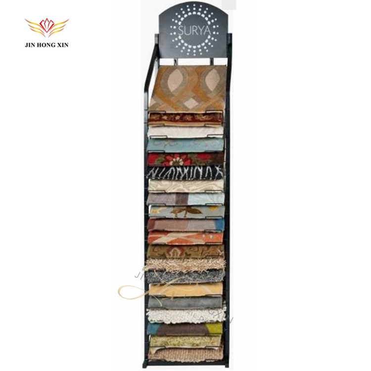 Steel Metal Carpet Stand Easy Assembly Floor Mat Display Racks for Advertising Powder Coated Model Carton Packing