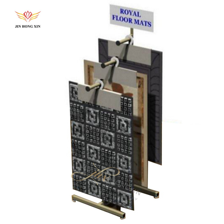 Steel Metal Carpet Stand Easy Assembly Floor Mat Display Racks for Advertising Powder Coated Model Carton Packing