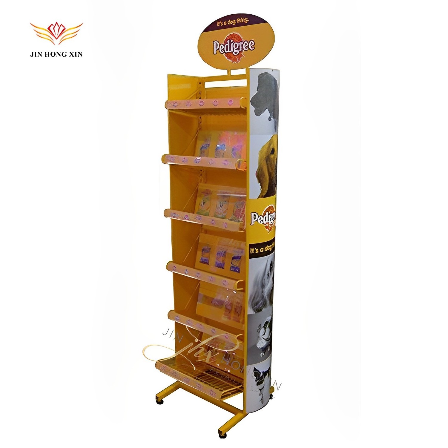 Customized duty Metal multilayers bird cat dog pet food display stand flooring tiers pet clothes shelf rack