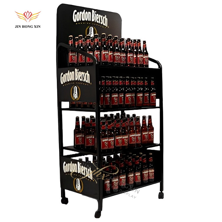 Retail POS POP up 3 tiers removable metal cube wine liquor drinks display rack stand