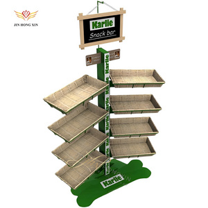 POP Pet Food 4 Tier Retail metal Floor Display Rack Shipper Free Standing Display