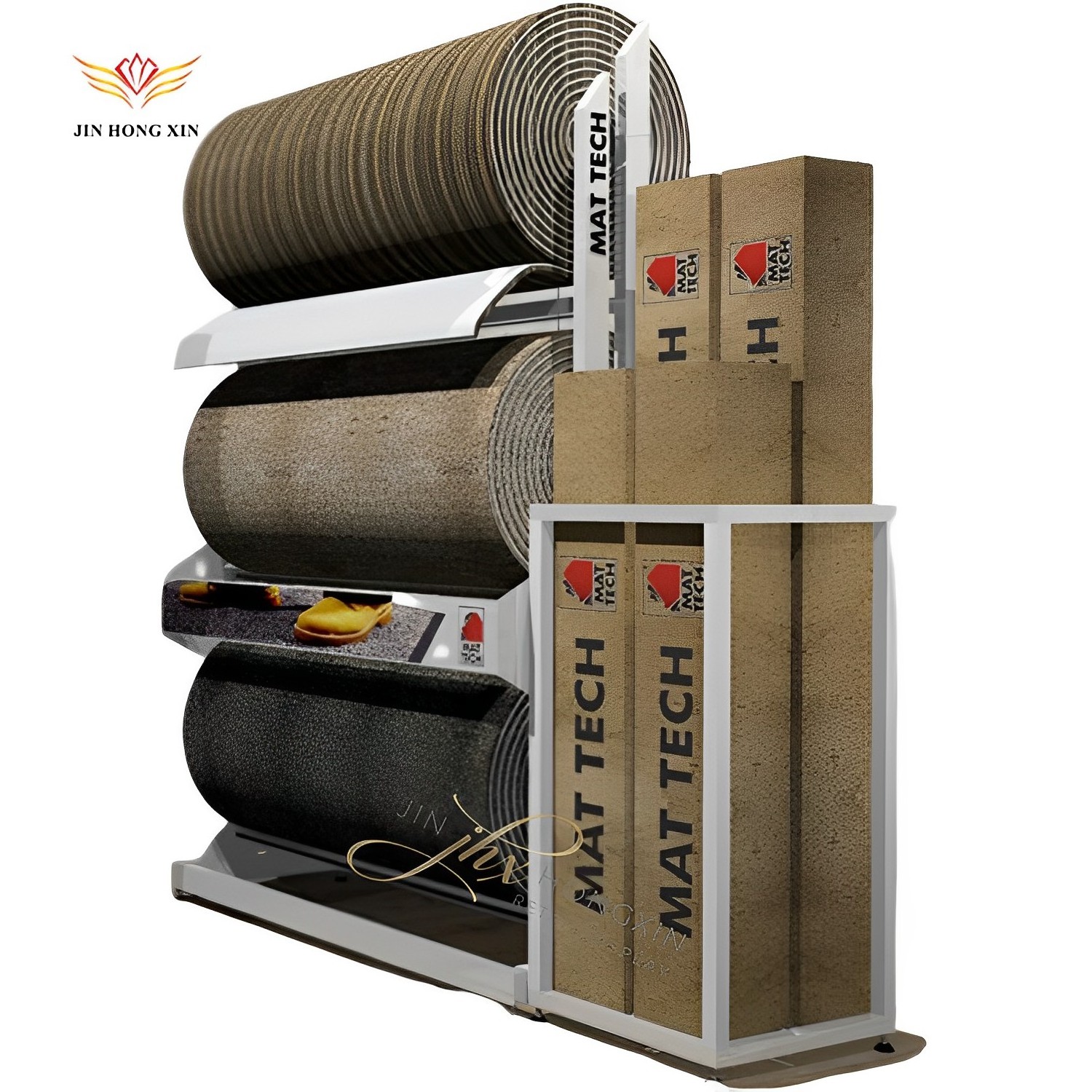 Double Sided Sliver Metal For Textile Fabric Curtain Carpets Rugs Racks Display Sample Rolls Holder Display Racks