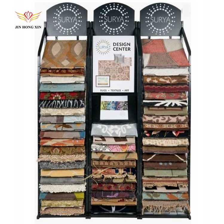 Steel Metal Carpet Stand Easy Assembly Floor Mat Display Racks for Advertising Powder Coated Model Carton Packing