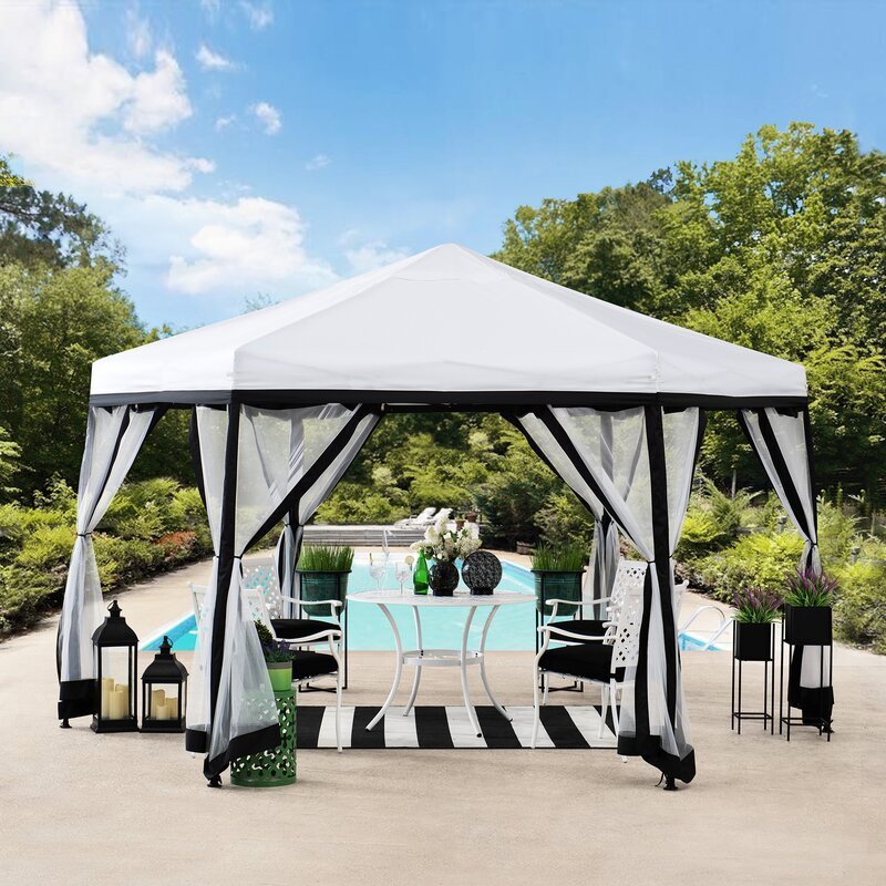 Luxury hexagon gazebo outdoor garden modernos aluminium waterproof tent pergolas patio backyard yardistry for camping bbq grill