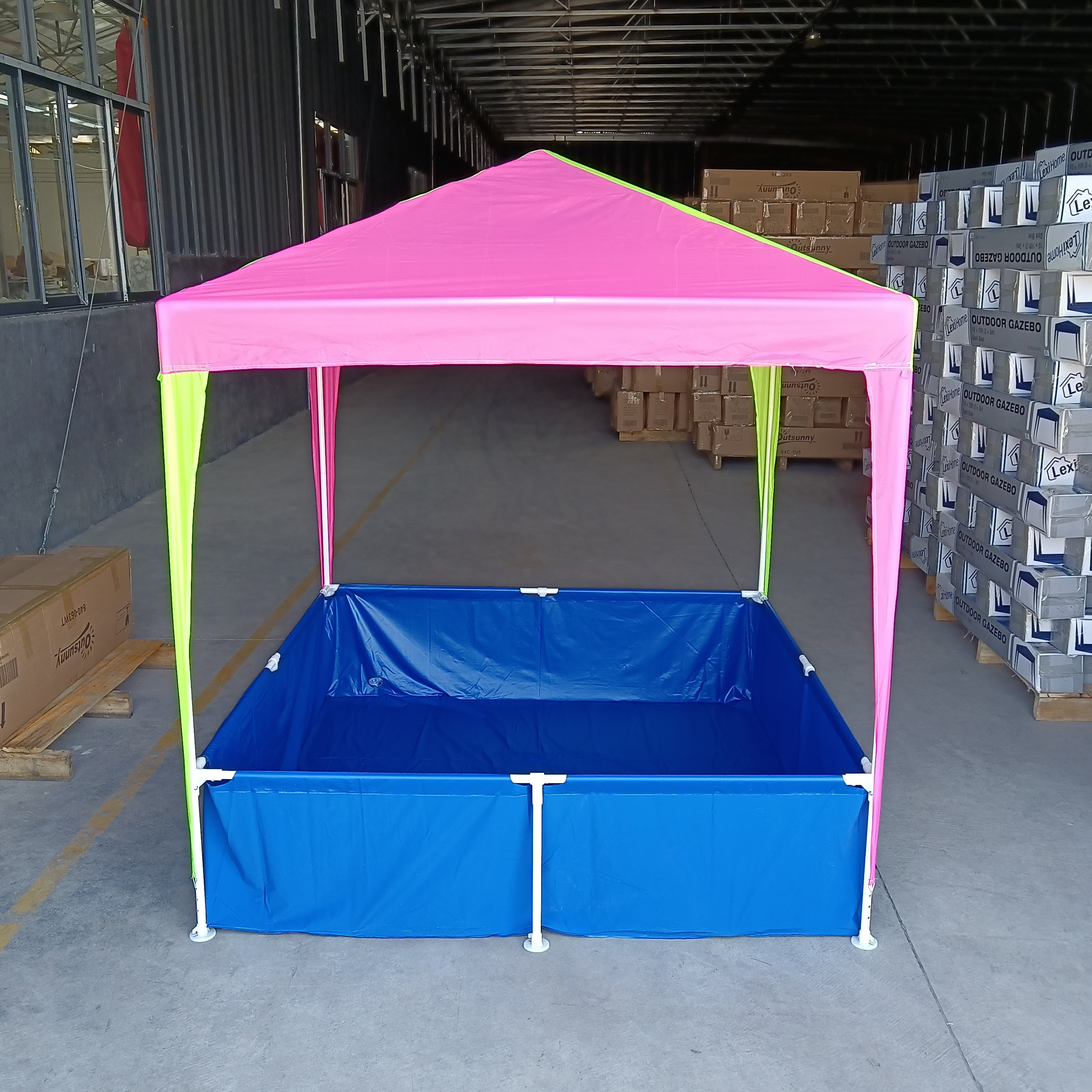 Cheapest price canopy awning pink kids gazebo tent popup pergola with swimming pool waterproof for nigeria terrace 1.5x1.5m