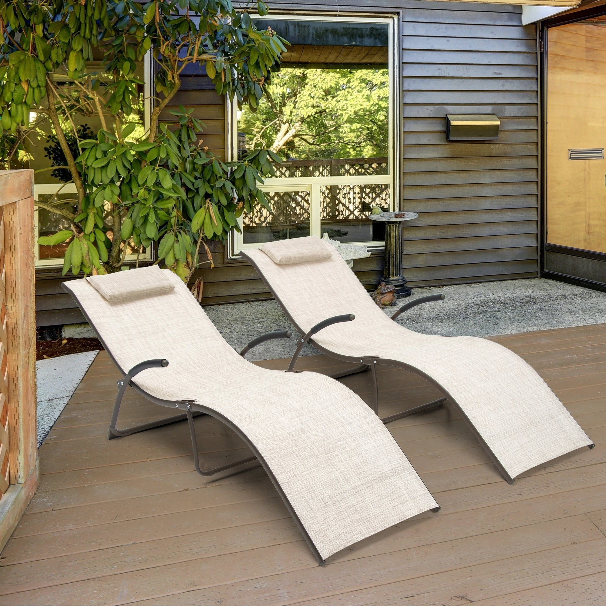 Hot Sale Pool Lounger with Pockets Portable Sun Lounger Beach Chair