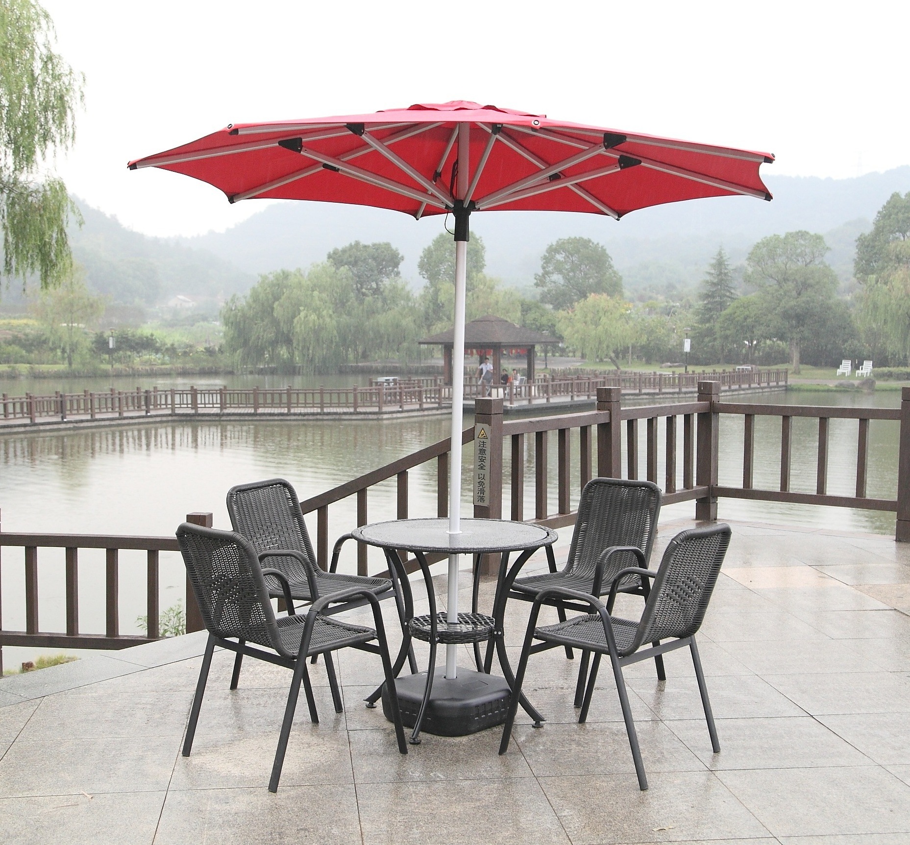 Outdoor Heavy Duty Cantilever Shades Parasol table chair For Dining Big Square Modern 4m 5m Large Pool Umbrella with fringe LOGO