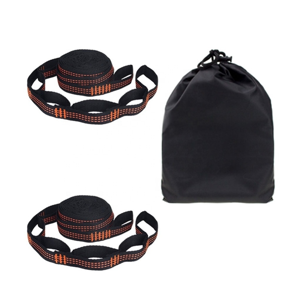 2 Pcs/Set Hammock Straps Polyester Straps 5 Ring High Load-Bearing Barbed Black Outdoor Hammock straps