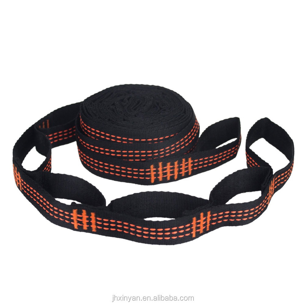 2 Pcs/Set Hammock Straps Polyester Straps 5 Ring High Load-Bearing Barbed Black Outdoor Hammock straps