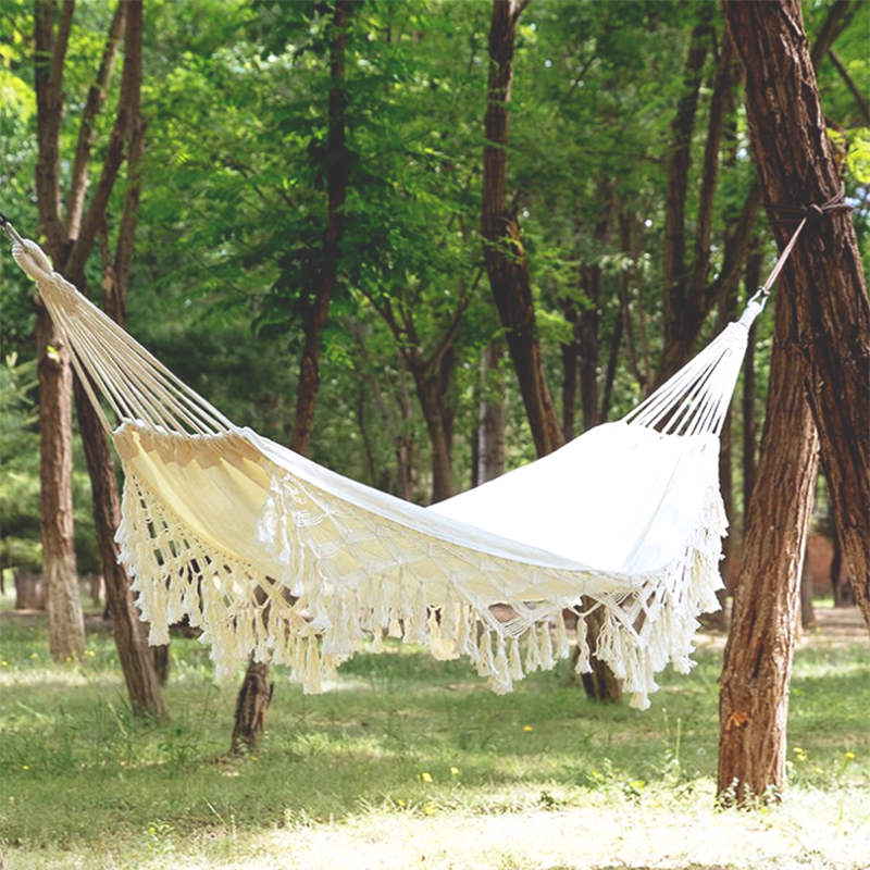 Portable Fringe hammock Outdoor swing canvas picnic hammock