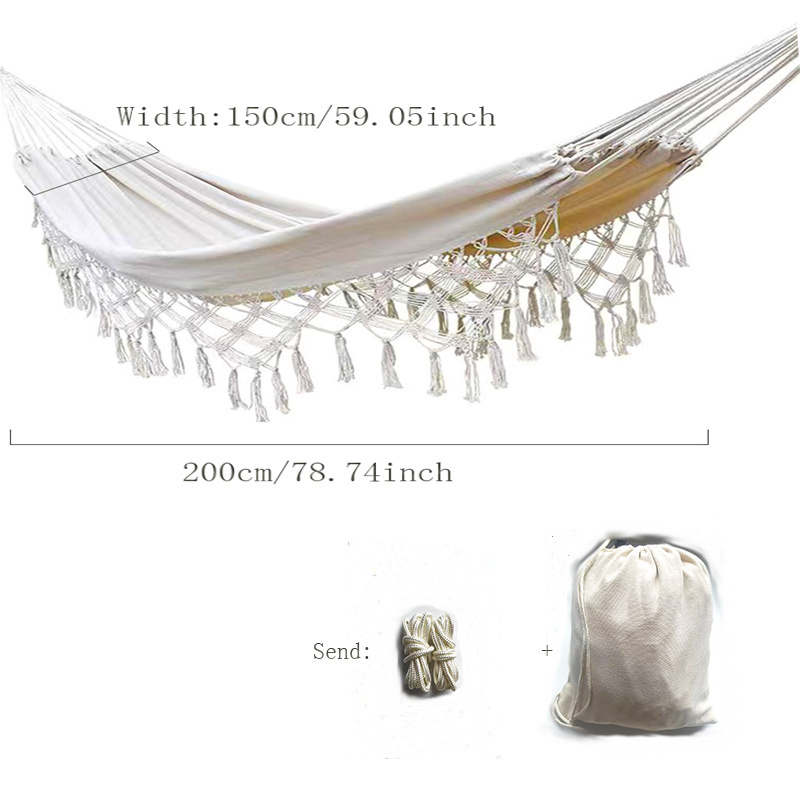 Portable Fringe hammock Outdoor swing canvas picnic hammock