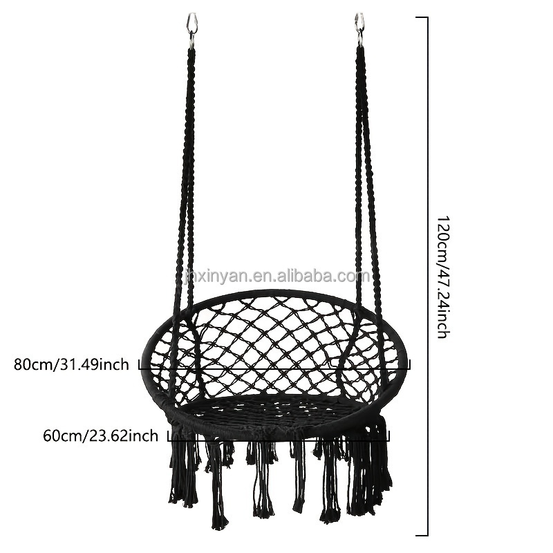 Nordic style indoor chair cotton rope woven ins basket tassel swing outdoor internet celebrity lazy bed