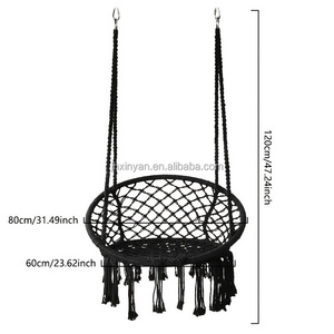 Nordic style indoor chair cotton rope woven ins basket tassel swing outdoor internet celebrity lazy bed