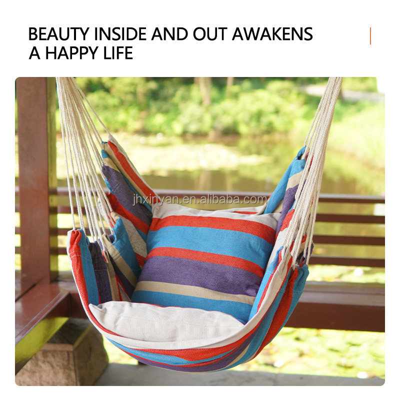 Folding Outdoor Hammock Anti-rollover Anti-slip Bedroom Swing Chair No Stick with Pillow