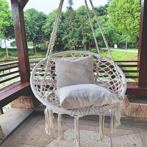 Made in china Round Hanging Hammock Outdoor Garden Cotton Rope Weave Macrame Fringe Patio Pet Swing Chair