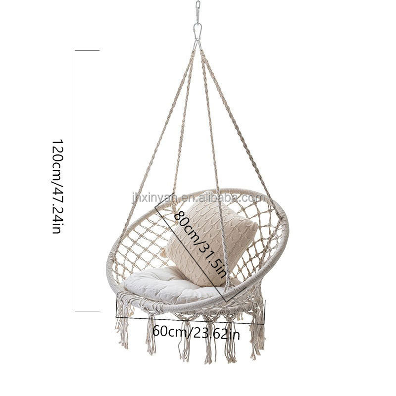 Factory direct selling Cotton Handmade Swing Chair , Patio Macrame Hanging Hammock Swing Chair macrame swing chair