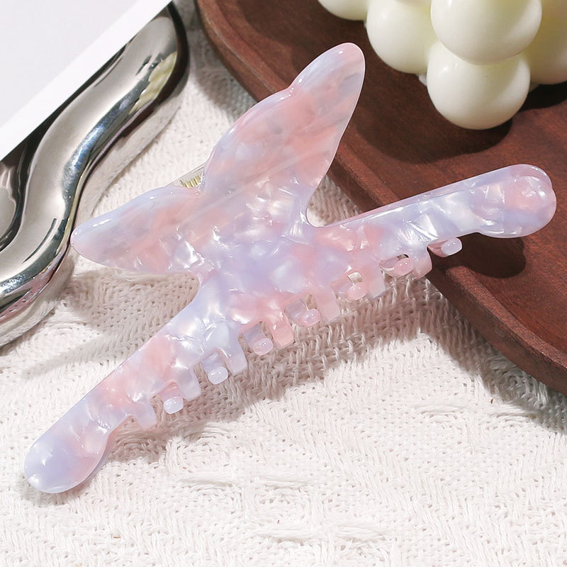 XinMei factory wholesale acetate hair claw clips extra large jumbo butterfly shape handle hair claw strong hold claw hair clips