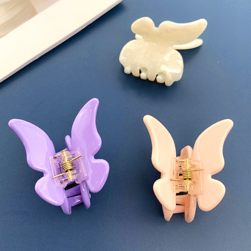 XinMei wholesale small size butterfly claw hair clips accessories  cellulose acetate 3D butterfly clips for women girl thin hair