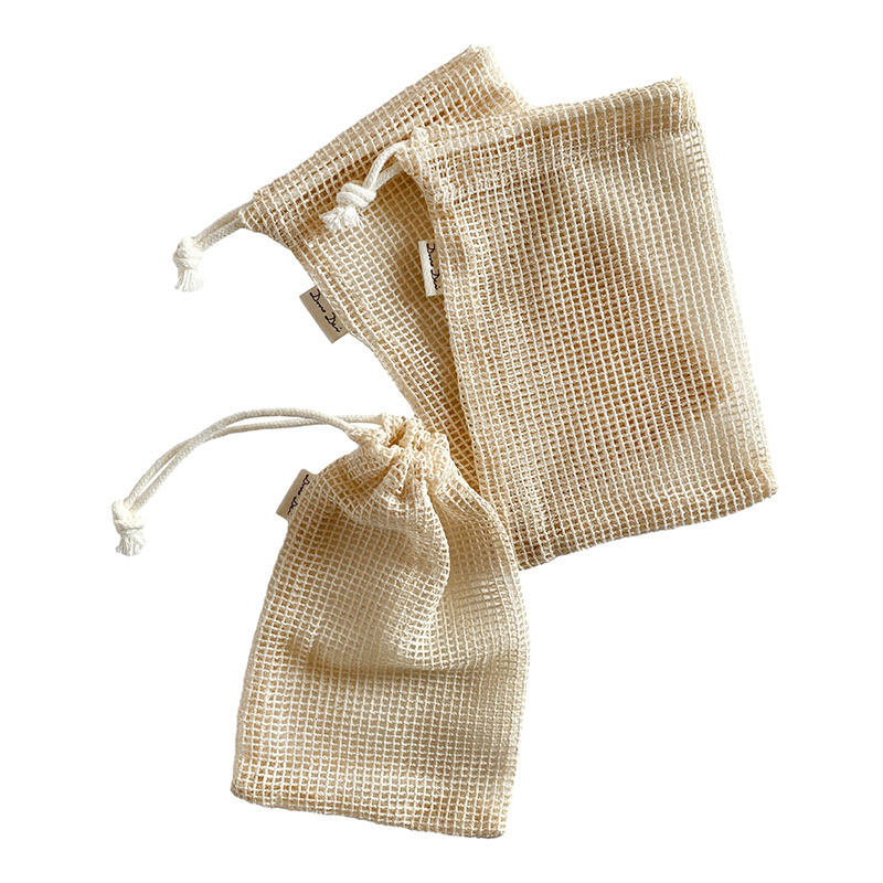 Reusable cotton Drawstring Beauty Brush bag net produce organic mesh Candle bag Grocery Bags